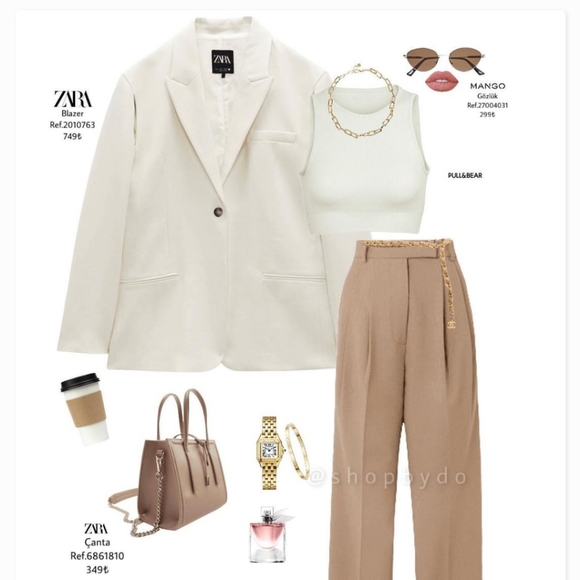 Zara Set Cut Out Oversized Blazer & Wide Pants - Picture 13 of 13